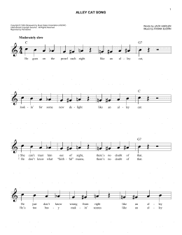 page one of Alley Cat Song (Easy Lead Sheet / Fake Book)