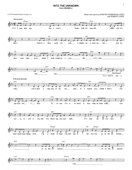 page one of Into The Unknown (from Disney's Frozen 2) (Lead Sheet / Fake Book)