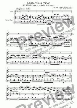 page one of Concert in a minor (RV 461) for oboe