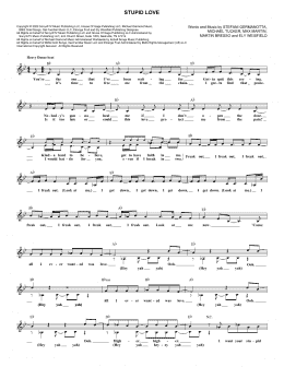 page one of Stupid Love (Lead Sheet / Fake Book)