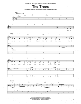 page one of The Trees (Bass Guitar Tab)