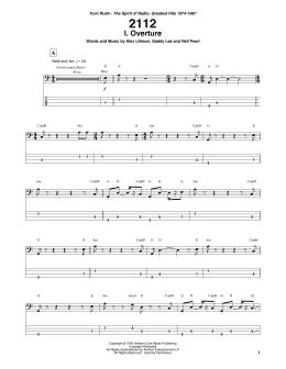 page one of 2112 - I. Overture (Bass Guitar Tab)