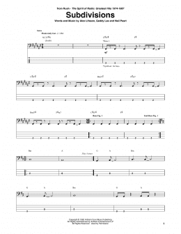 page one of Subdivisions (Bass Guitar Tab)