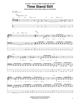 page one of Time Stand Still (Bass Guitar Tab)