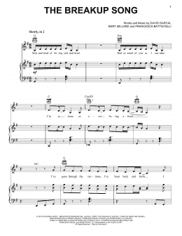 page one of The Breakup Song (Piano, Vocal & Guitar Chords (Right-Hand Melody))
