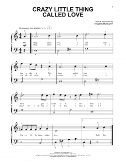 page one of Crazy Little Thing Called Love (Beginning Piano Solo)