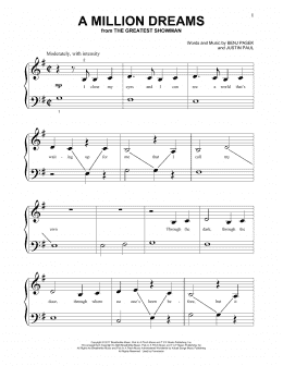 page one of A Million Dreams (from The Greatest Showman) (Beginning Piano Solo)