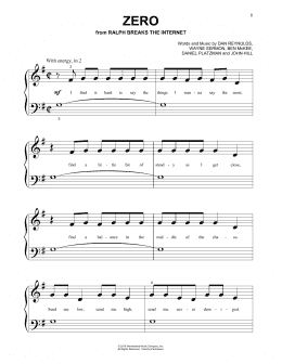 page one of Zero (from Ralph Breaks The Internet) (Beginning Piano Solo)