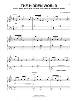 page one of The Hidden World (from How To Train Your Dragon: The Hidden World) (Beginning Piano Solo)