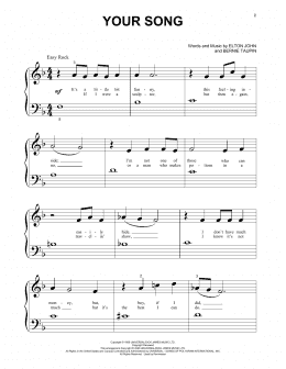 page one of Your Song (Beginning Piano Solo)