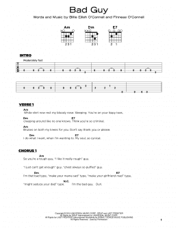 page one of bad guy (Really Easy Guitar)