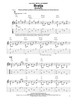 page one of Bratja (Brothers) (from Full Metal Alchemist) (Solo Guitar Tab)
