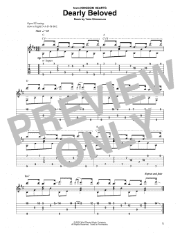 page one of Dearly Beloved (from Kingdom Hearts) (Solo Guitar Tab)