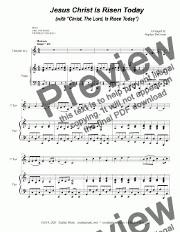 page one of Jesus Christ Is Risen Today (with "Christ, The Lord, Is Risen Today") (for C-Trumpet Solo and Piano)
