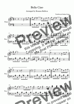 page one of Bella Ciao (Italian Song) Piano