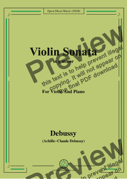 page one of Debussy-Violin Sonata,in g minor,for Violin and Piano