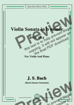 page one of Bach,J.S.-Violin Sonata,in b minor,BWV 1014,for Violin and Piano