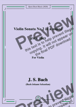 page one of Bach,J.S.-Violin Sonata No.2,in a minor,BWV 1003,for Violin