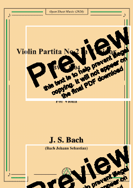 page one of Bach,J.S.-Violin Partita No.2,in d minor,BWV 1004,for Violin