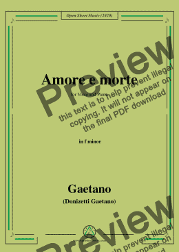 page one of Donizetti-Amore e morte,in f minor,for Voice and Piano