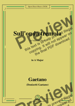page one of Donizetti-Sull'onda tremola,in A Major,for Voice and Piano