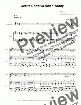 page one of Jesus Christ Is Risen Today (for Soprano Saxophone Solo and Piano)