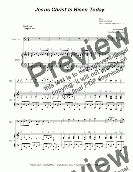 page one of Jesus Christ Is Risen Today (for Trombone Solo and Piano)