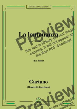 page one of Donizetti-La lontananza,A 559,in e minor,for Voice and Piano