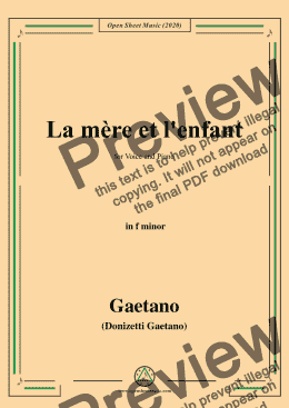page one of Donizetti-La mere et l'enfant,in f minor,for Voice and Piano