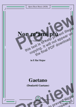page one of Donizetti-Non m'ami piu,in E flat Major,for Voice and Piano