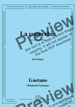 page one of Donizetti-La conocchia,in D Major,for Voice and Piano