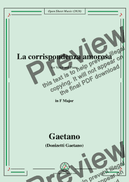 page one of Donizetti-La corrispondenza amorosa,in F Major,for Voice and Piano