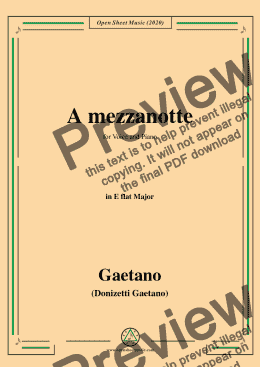 page one of Donizetti-A mezzanotte,in E flat Major,for Voice and Piano