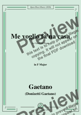 page one of Donizetti-Me voglio fa'na casa,in F Major,for Voice and Piano