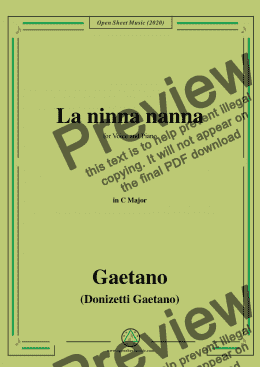 page one of Donizetti-La ninna nanna,in C Major,for Voice and Piano