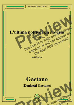 page one of Donizetti-L'ultima notte di un novizio,in G Major,for Voice and Piano