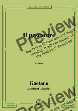 page one of Donizetti-Il pescatore,in c minor,for Voice and Piano