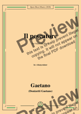page one of Donizetti-Il pescatore,in c sharp minor,for Voice and Piano