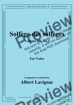 page one of Lavignac-Solfège des solfèges,Volume 8B,No.1,for Voice