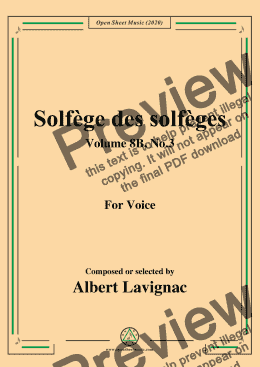 page one of Lavignac-Solfège des solfèges,Volume 8B,No.3,for Voice