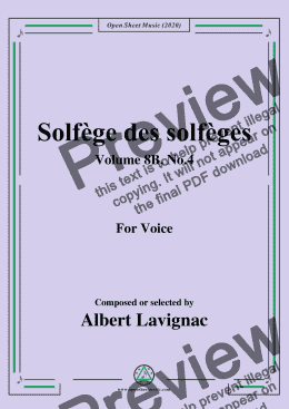 page one of Lavignac-Solfège des solfèges,Volume 8B,No.4,for Voice