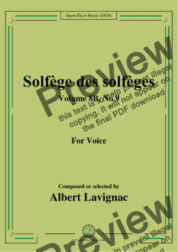 page one of Lavignac-Solfège des solfèges,Volume 8B,No.9,for Voice