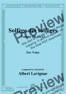 page one of Lavignac-Solfège des solfèges,Volume 8B,No.11,for Voice