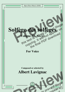 page one of Lavignac-Solfège des solfèges,Volume 8B,No.12,for Voice