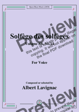 page one of Lavignac-Solfège des solfèges,Volume 8B,No.14,for Voice