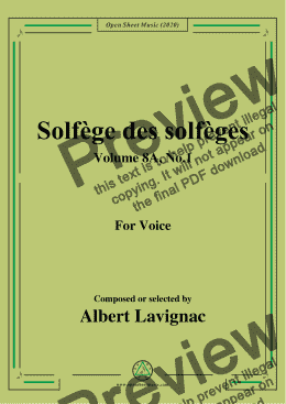 page one of Lavignac-Solfège des solfèges,Volume 8A,No.1,for Voice