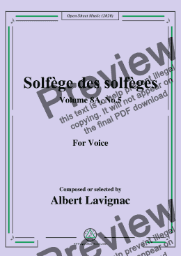 page one of Lavignac-Solfège des solfèges,Volume 8A,No.5,for Voice