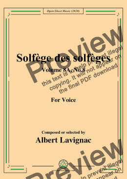 page one of Lavignac-Solfège des solfèges,Volume 8A,No.8,for Voice