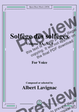 page one of Lavignac-Solfège des solfèges,Volume 8A,No.9,for Voice