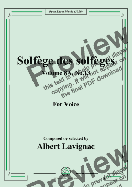 page one of Lavignac-Solfège des solfèges,Volume 8A,No.13,for Voice
